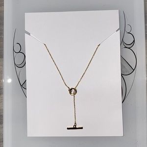 Taner Toggle Lariat Necklace in Gold by Gorgana